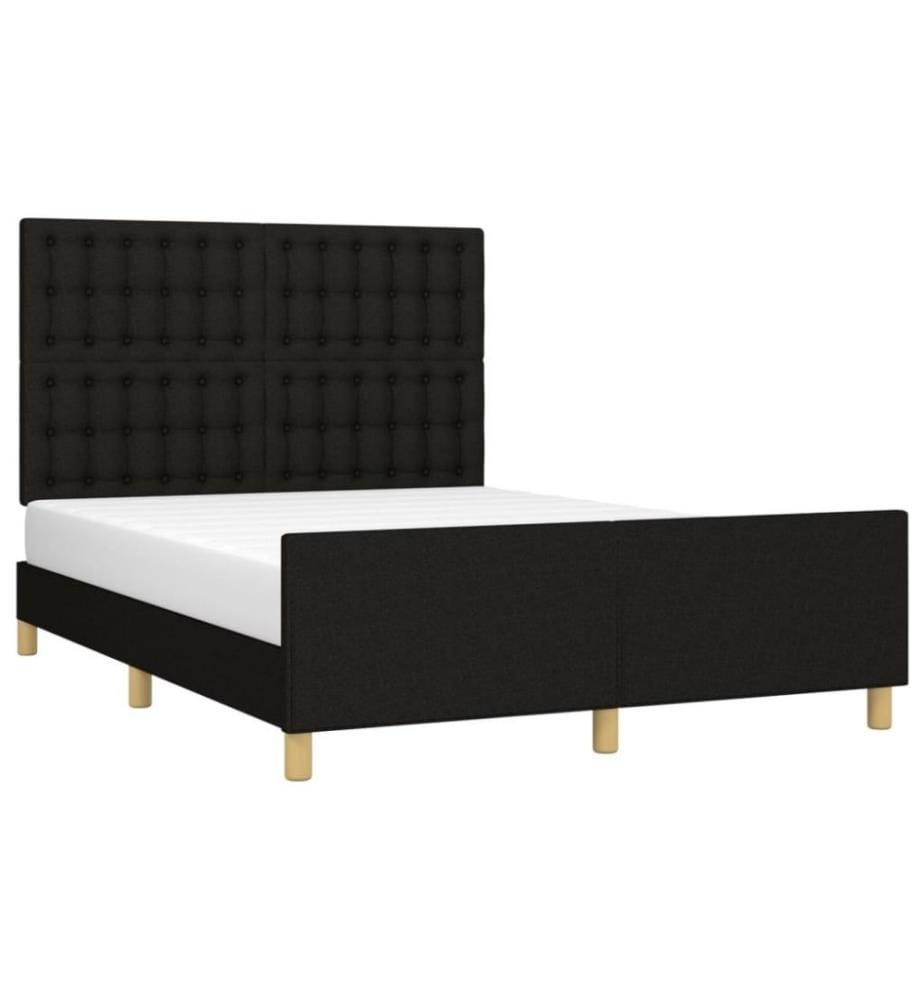 Cadre de lit avec tête de lit Noir 140x200 cm Tissu