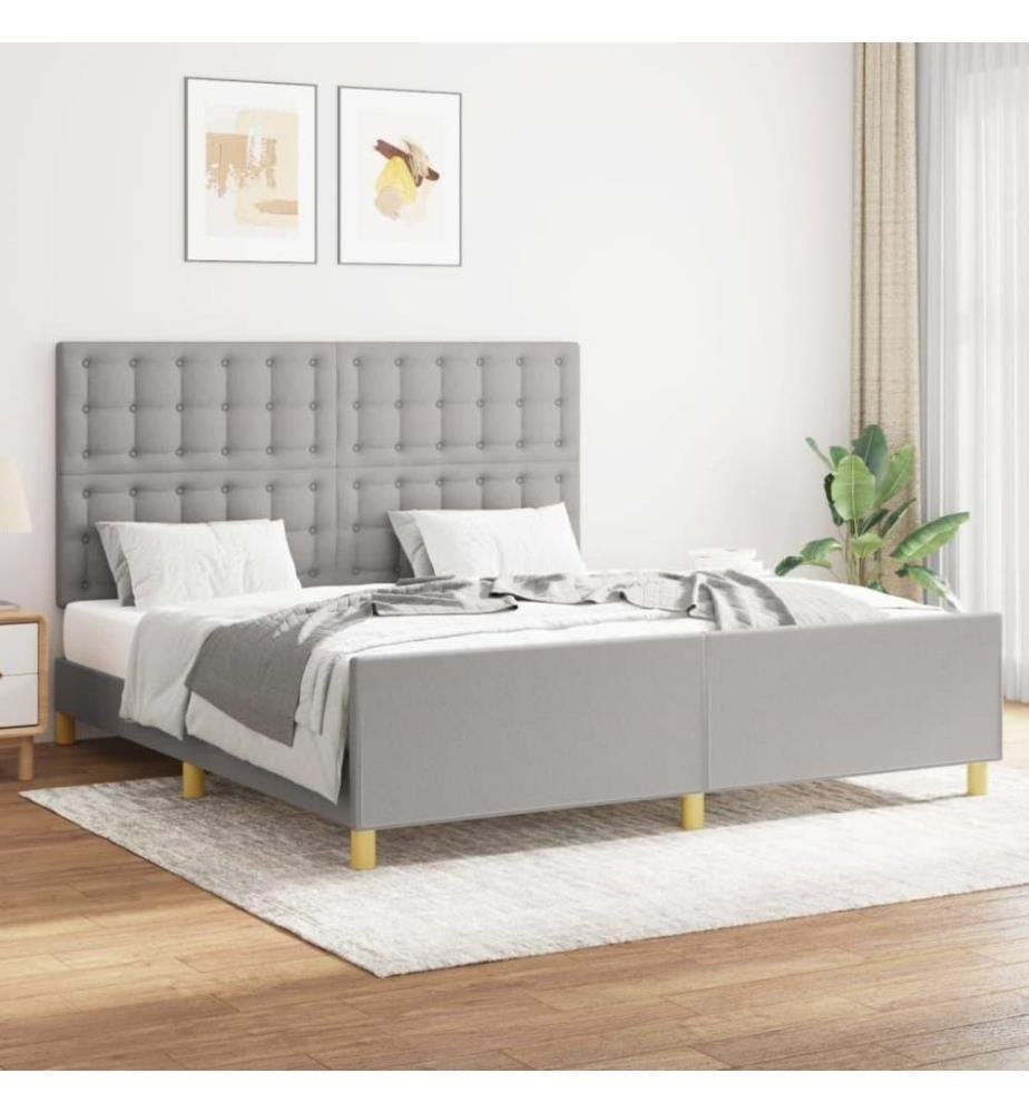 Bettgestell mit Kopfteil Hellgrau 160x200 cm Stoff