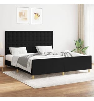 Bettgestell mit Kopfteil Schwarz 160x200 cm Stoff