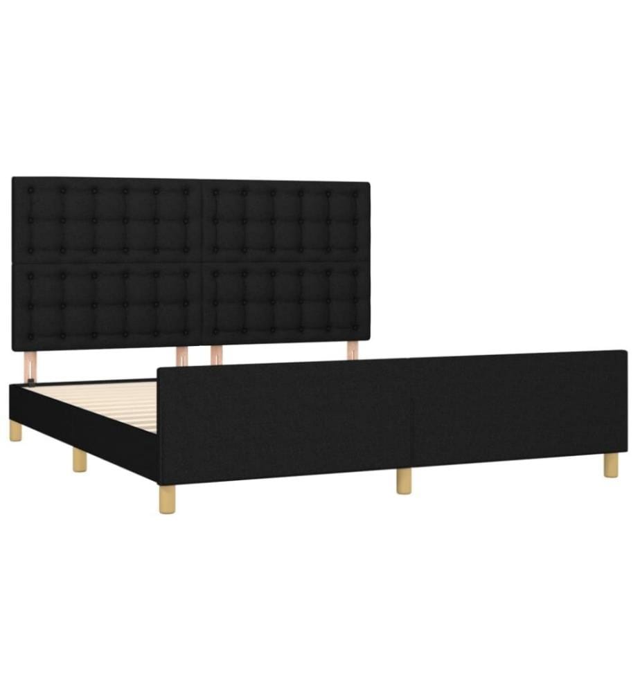 Bettgestell mit Kopfteil Schwarz 160x200 cm Stoff
