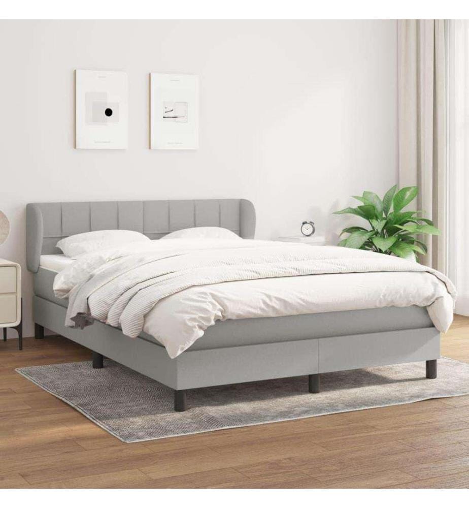 Lit à sommier tapissier avec matelas Gris clair 140x200cm Tissu