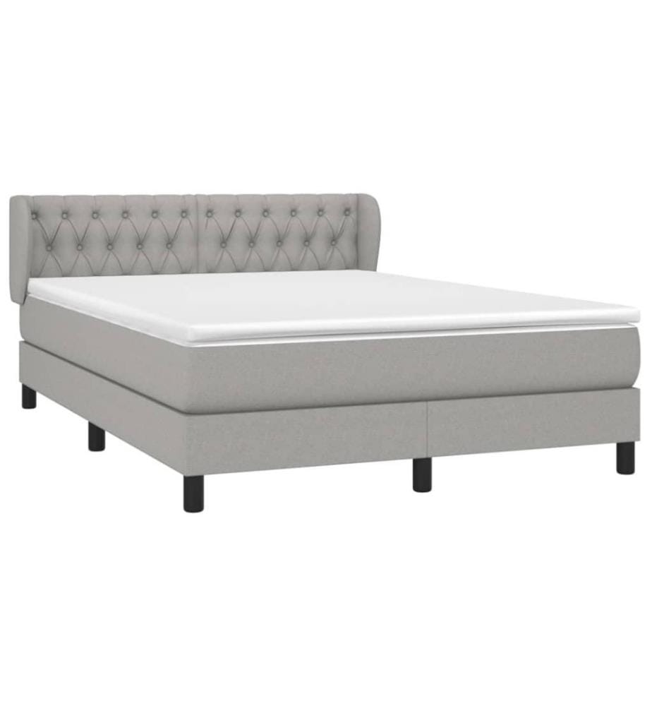 Lit à sommier tapissier avec matelas Gris clair 140x200cm Tissu