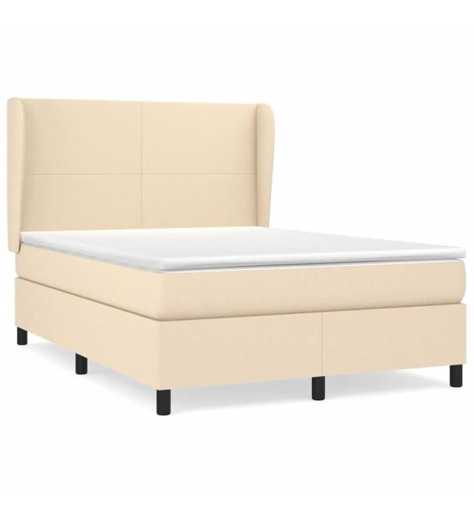 Boxspringbett mit Matratze Creme 140x200 cm Stoff