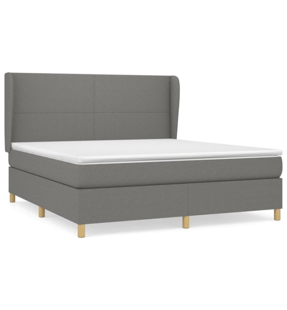 Lit à sommier tapissier avec matelas Gris foncé 160x200cm Tissu