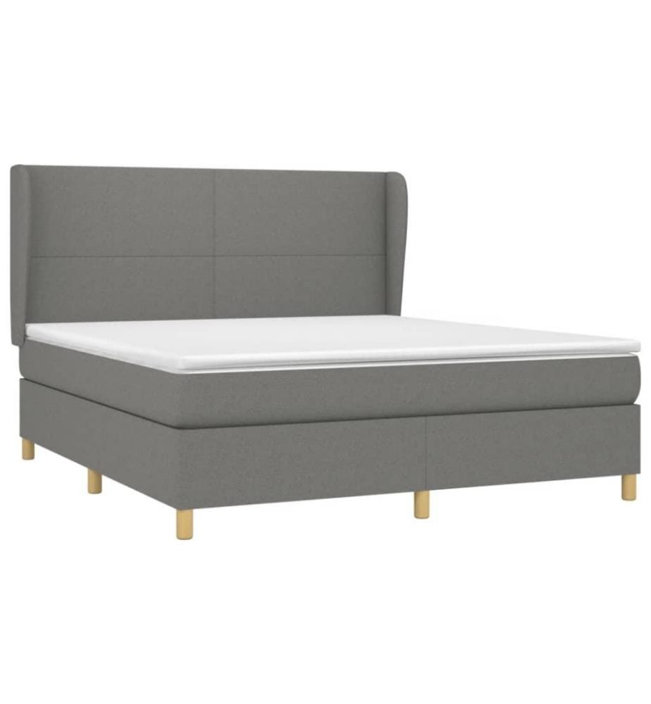 Lit à sommier tapissier avec matelas Gris foncé 160x200cm Tissu