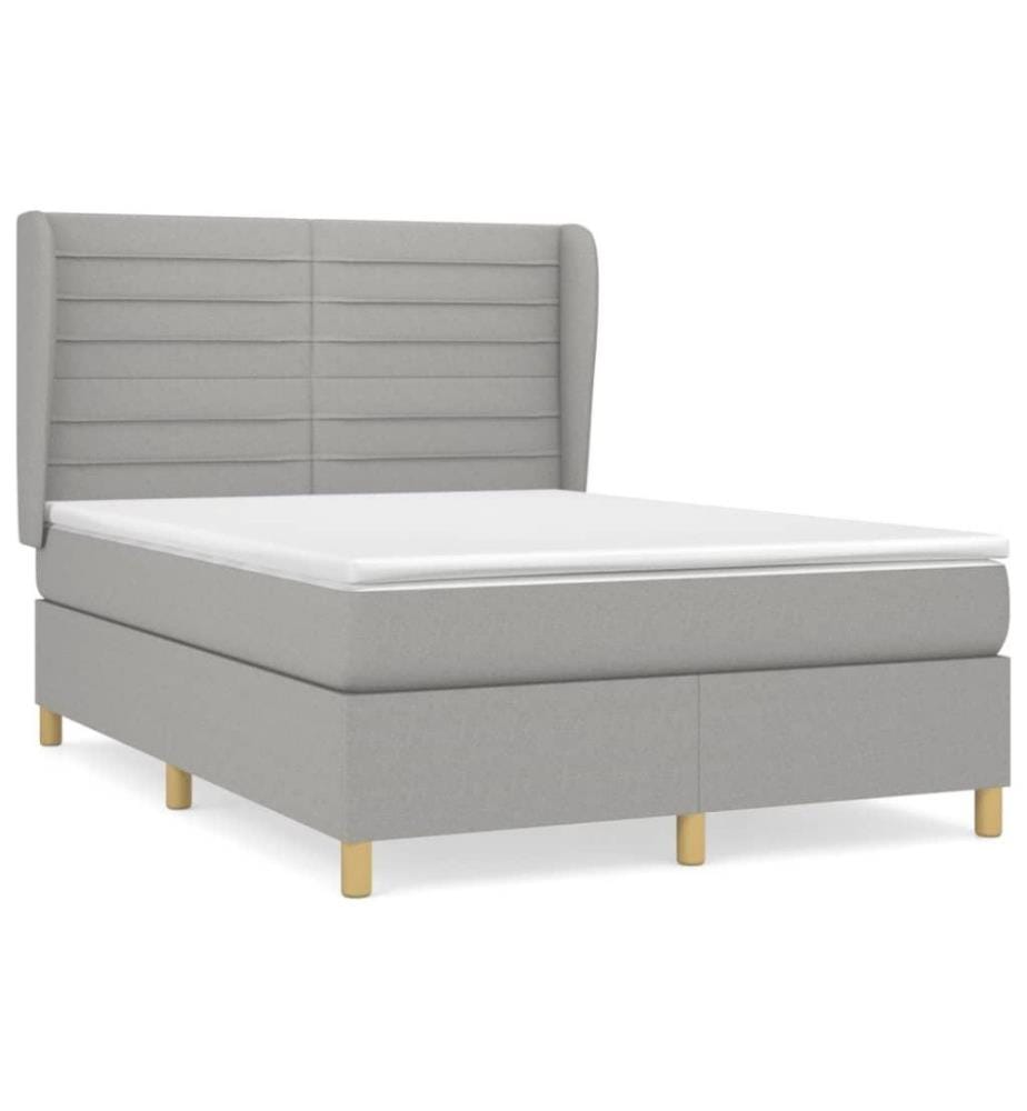 Lit à sommier tapissier avec matelas Gris clair 140x200cm Tissu