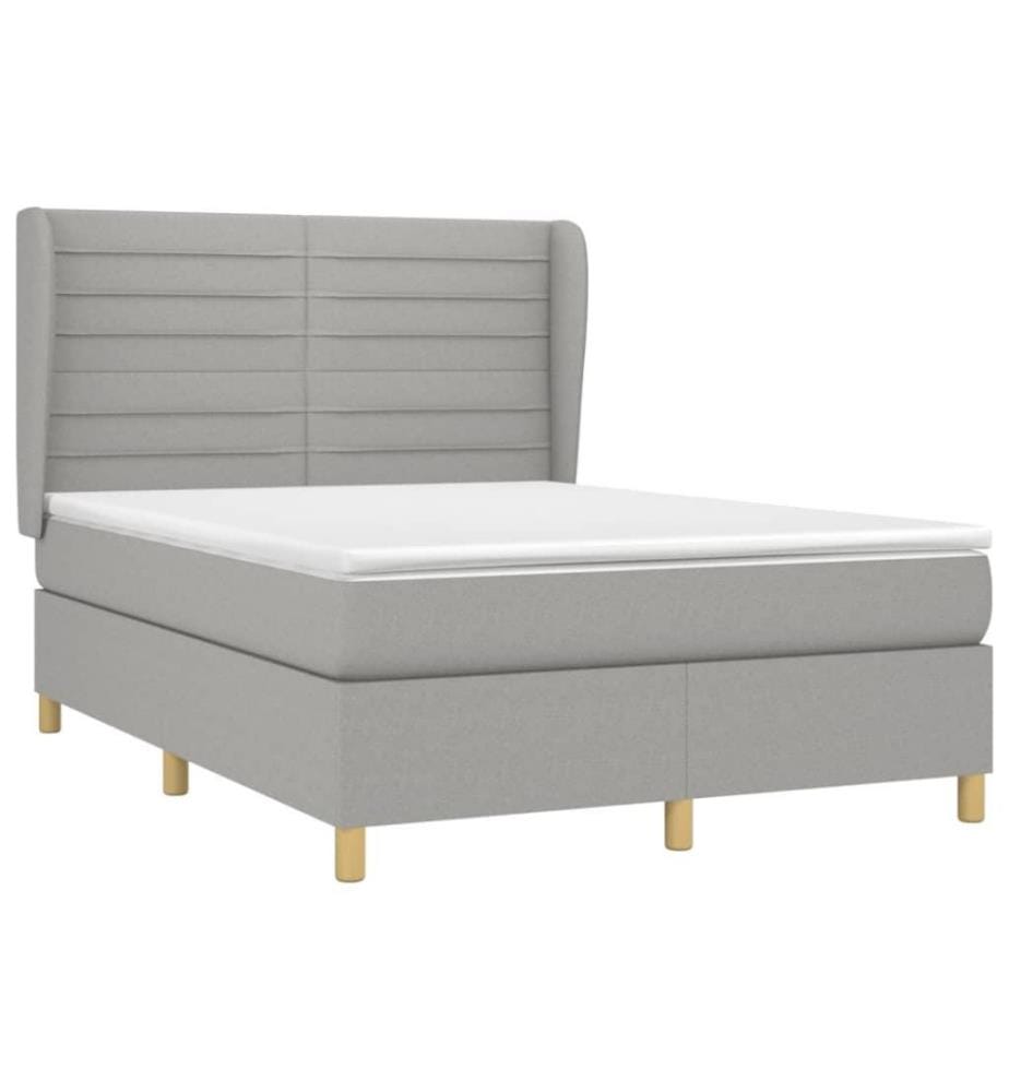 Lit à sommier tapissier avec matelas Gris clair 140x200cm Tissu