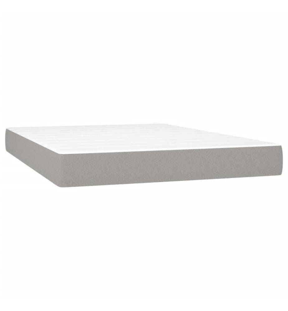Lit à sommier tapissier avec matelas Gris clair 140x200cm Tissu