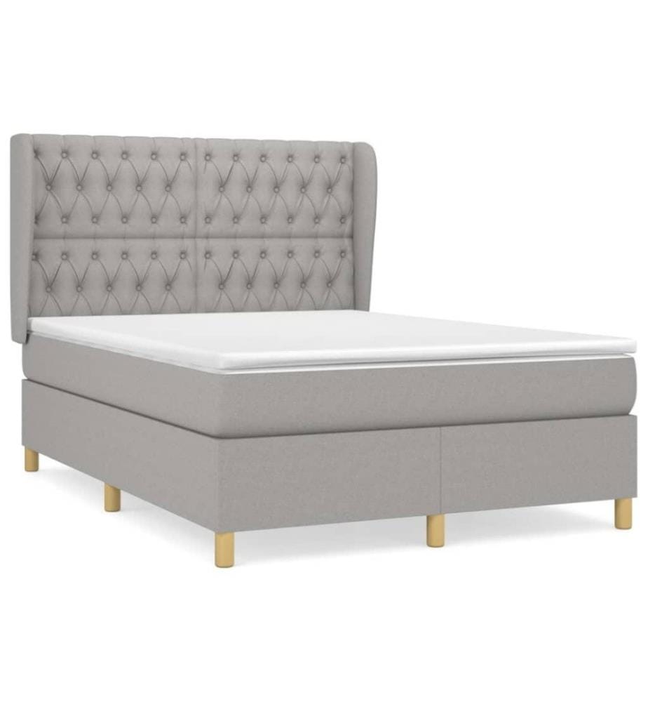 Lit à sommier tapissier avec matelas Gris clair 140x200cm Tissu
