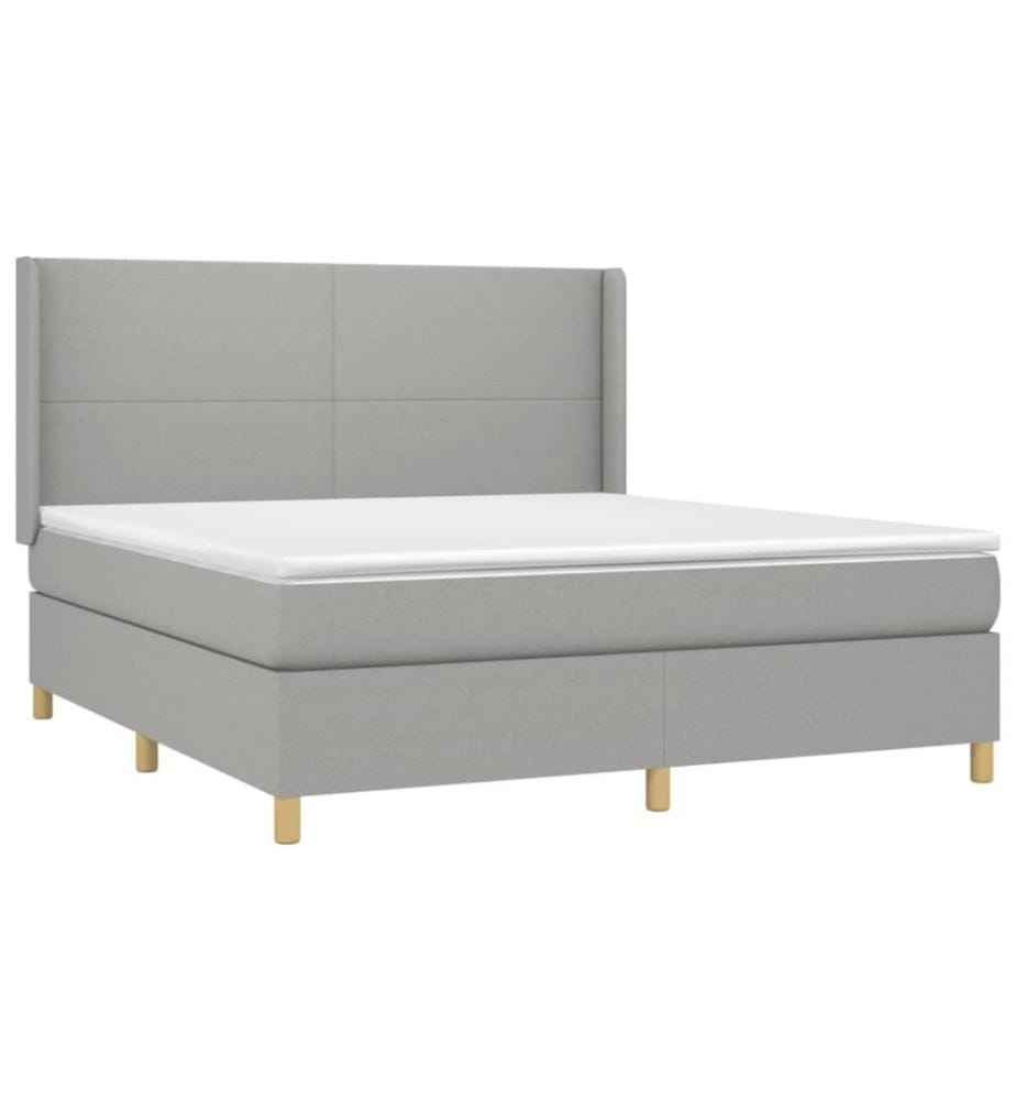 Lit à sommier tapissier avec matelas Gris clair 160x200cm Tissu