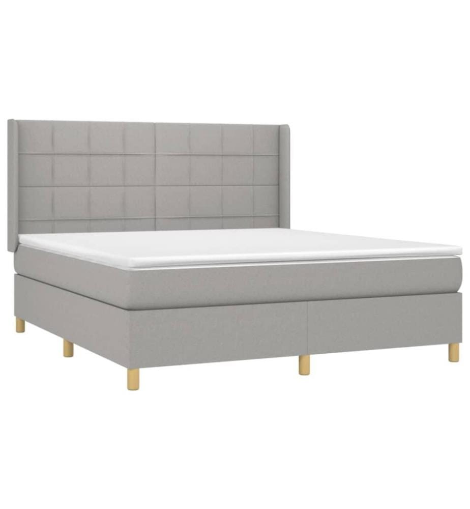 Lit à sommier tapissier avec matelas Gris clair 160x200cm Tissu