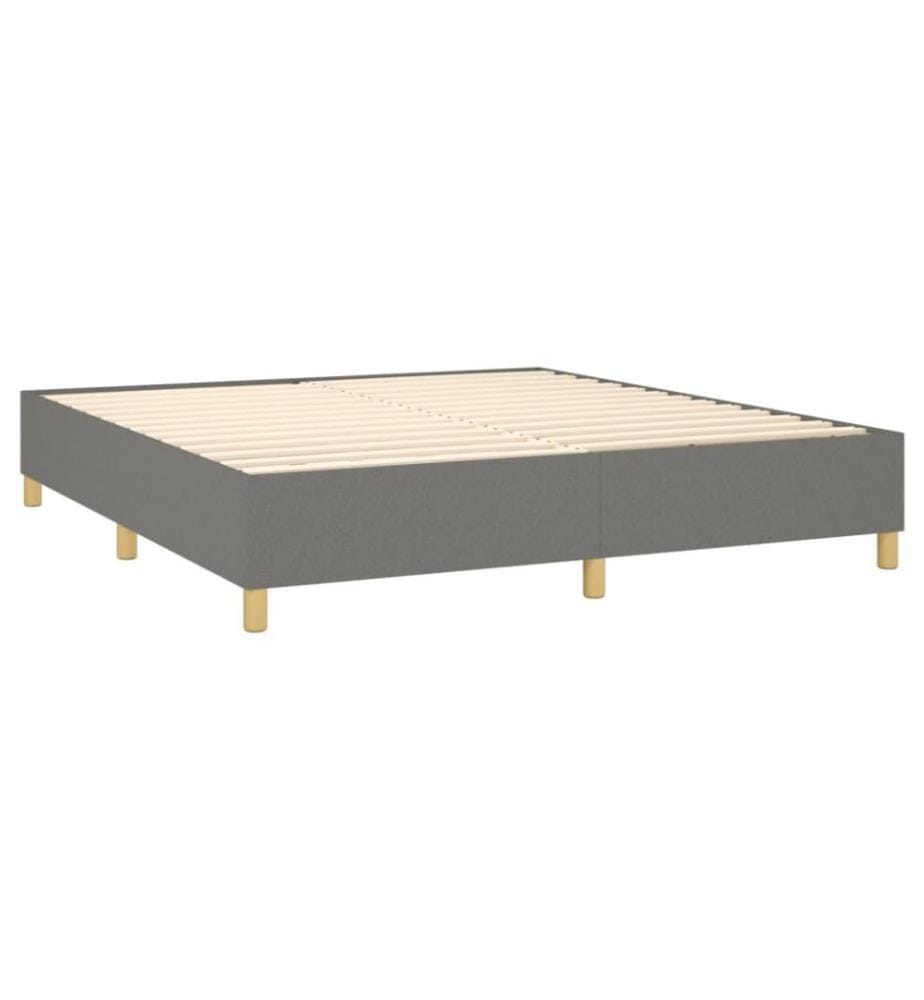 Lit à sommier tapissier avec matelas Gris foncé 160x200cm Tissu