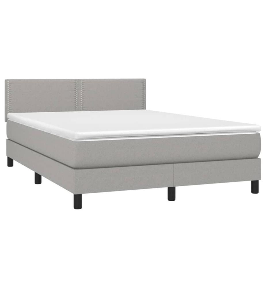 Boxspringbett mit Matratze & LED Hellgrau 140x200 cm Stoff