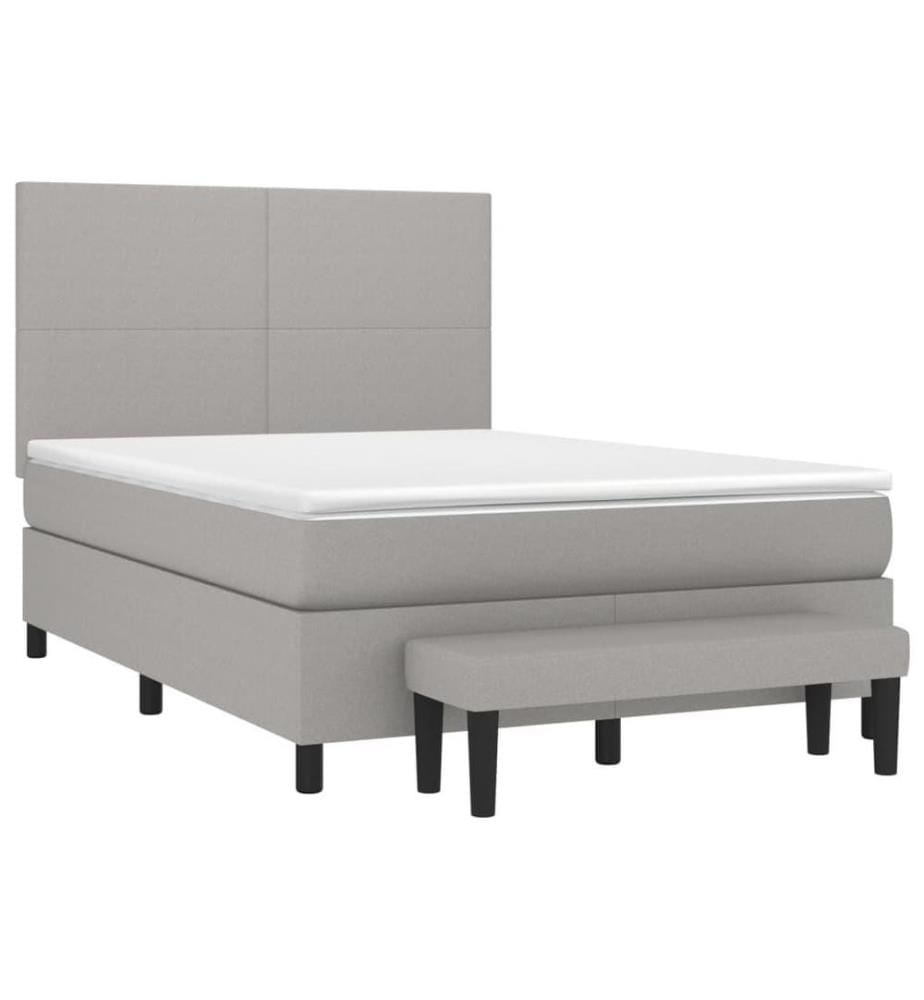 Lit à sommier tapissier avec matelas Gris clair 140x200cm Tissu