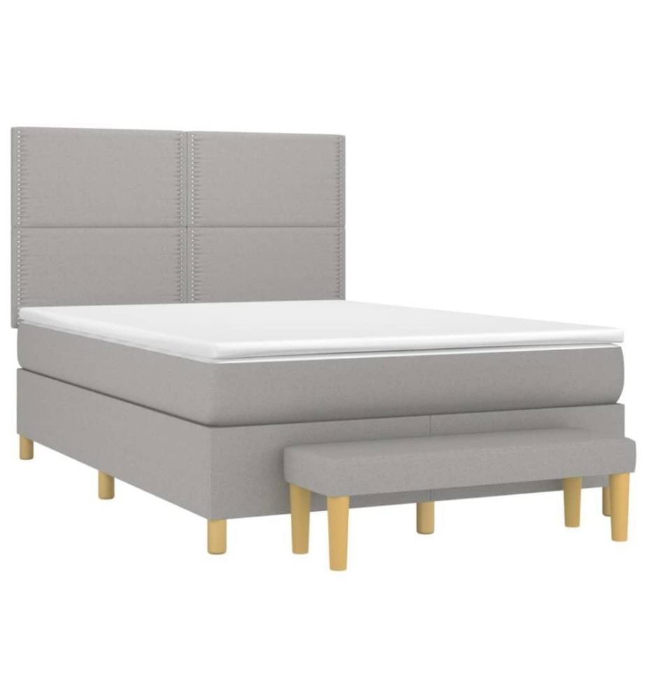 Lit à sommier tapissier avec matelas Gris clair 140x200cm Tissu