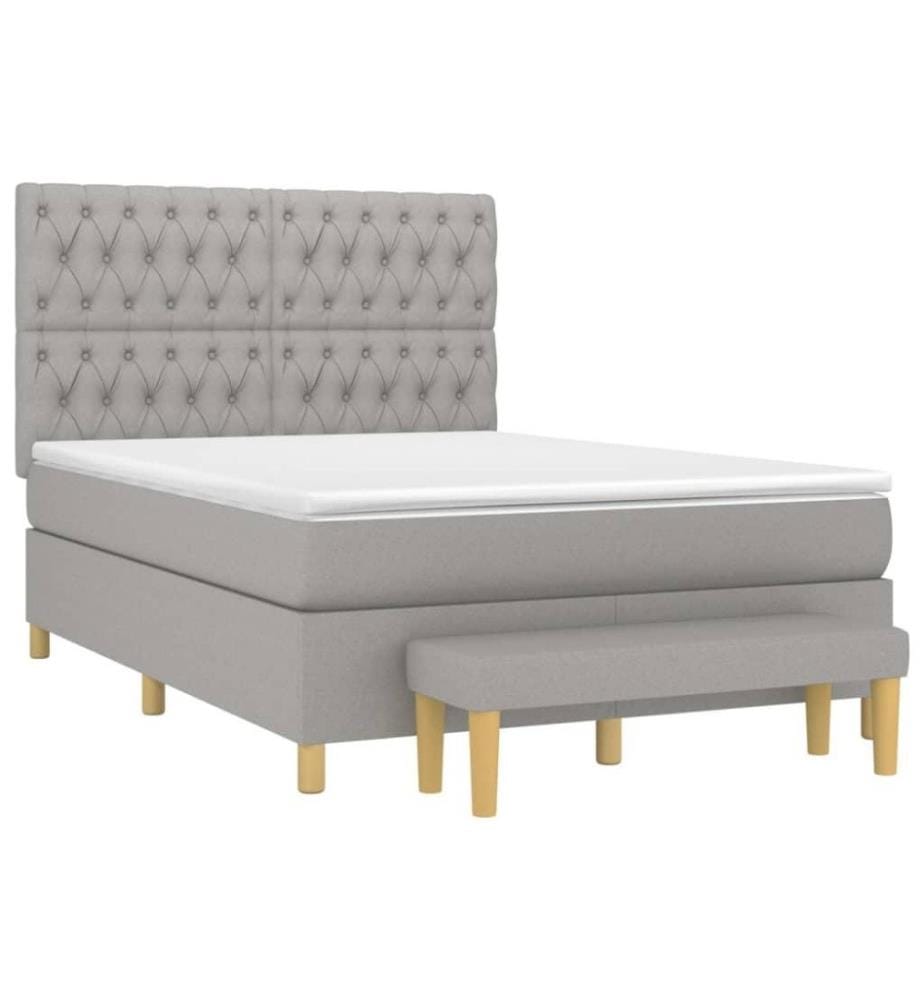 Lit à sommier tapissier avec matelas Gris clair 140x200cm Tissu