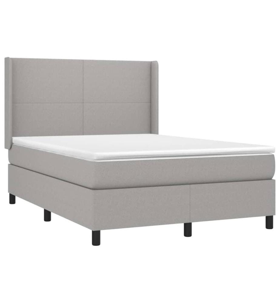 Boxspringbett mit Matratze & LED Hellgrau 140x200 cm Stoff