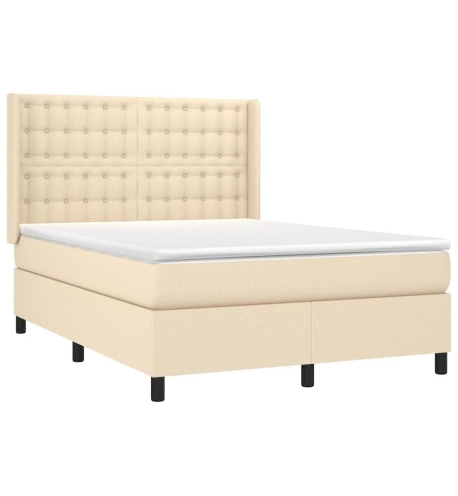 Boxspringbett mit Matratze & LED Creme 140x190 cm Stoff