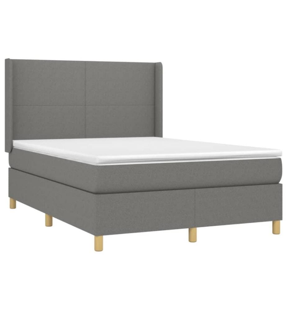 Boxspringbett mit Matratze & LED Dunkelgrau 140x190 cm Stoff