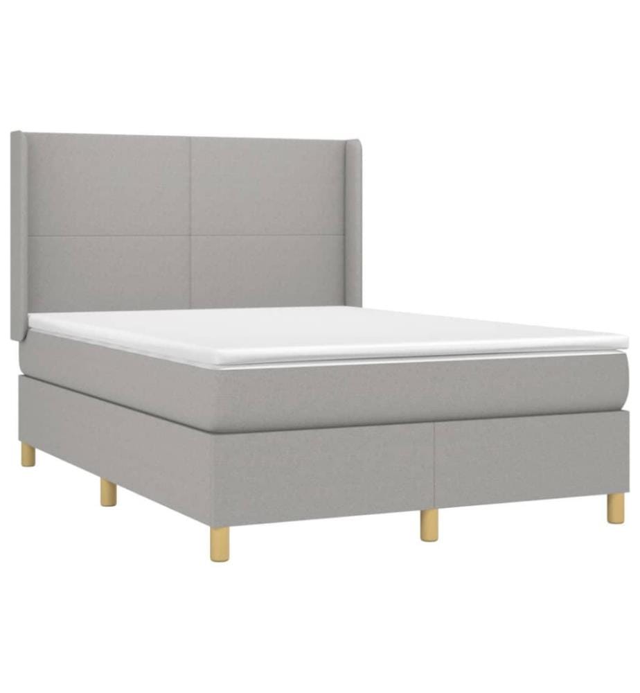 Boxspringbett mit Matratze & LED Hellgrau 140x200 cm Stoff