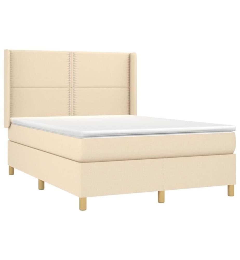 Boxspringbett mit Matratze & LED Creme 140x190 cm Stoff