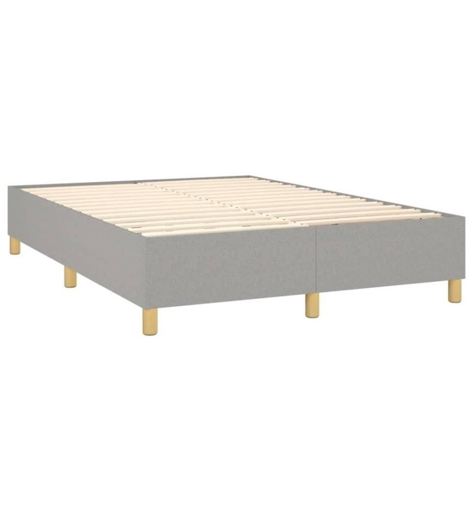 Boxspringbett mit Matratze & LED Hellgrau 140x190 cm Stoff