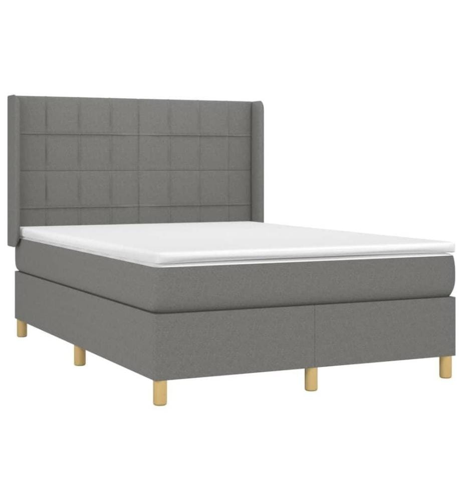 Boxspringbett mit Matratze & LED Dunkelgrau 140x190 cm Stoff