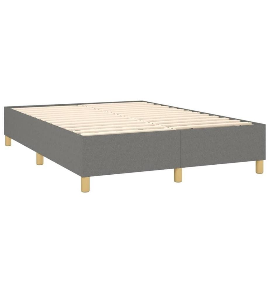 Boxspringbett mit Matratze & LED Dunkelgrau 140x190 cm Stoff