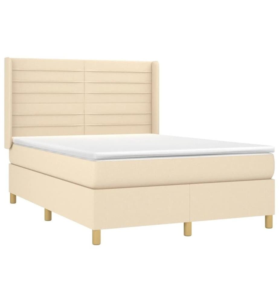 Boxspringbett mit Matratze & LED Creme 140x190 cm Stoff