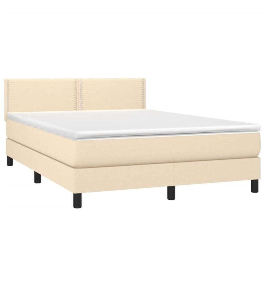 Lit à sommier tapissier avec matelas Crème 140x200 cm Tissu
