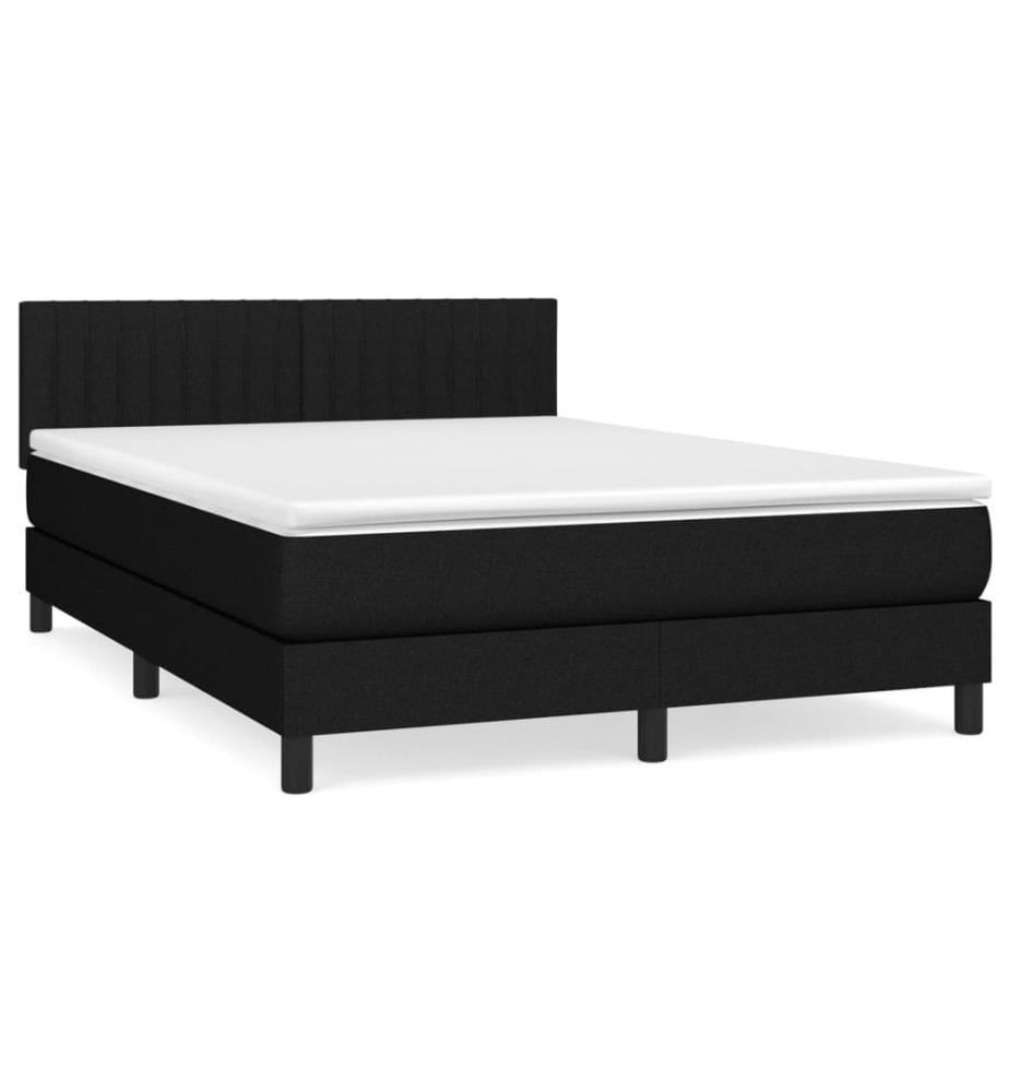 Lit à sommier tapissier avec matelas Noir 140x200 cm Tissu