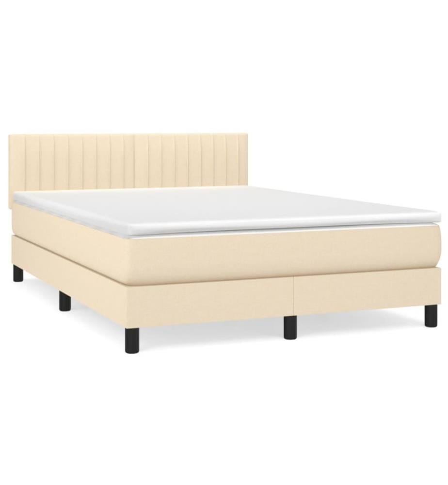 Lit à sommier tapissier avec matelas Crème 140x200 cm Tissu