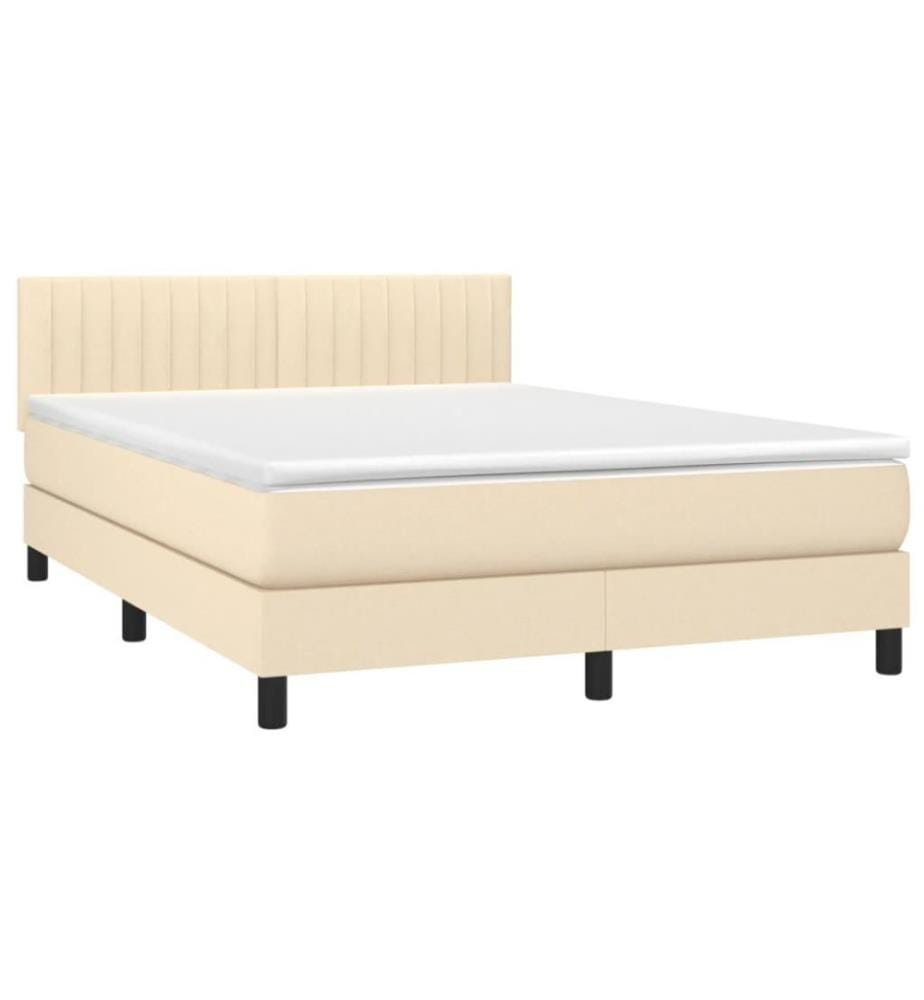 Lit à sommier tapissier avec matelas Crème 140x200 cm Tissu