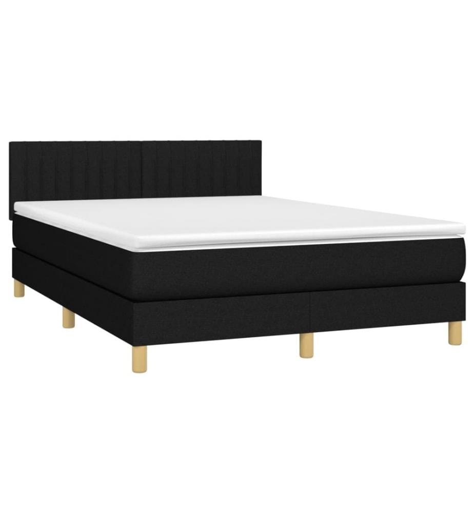 Lit à sommier tapissier avec matelas Noir 140x200 cm Tissu