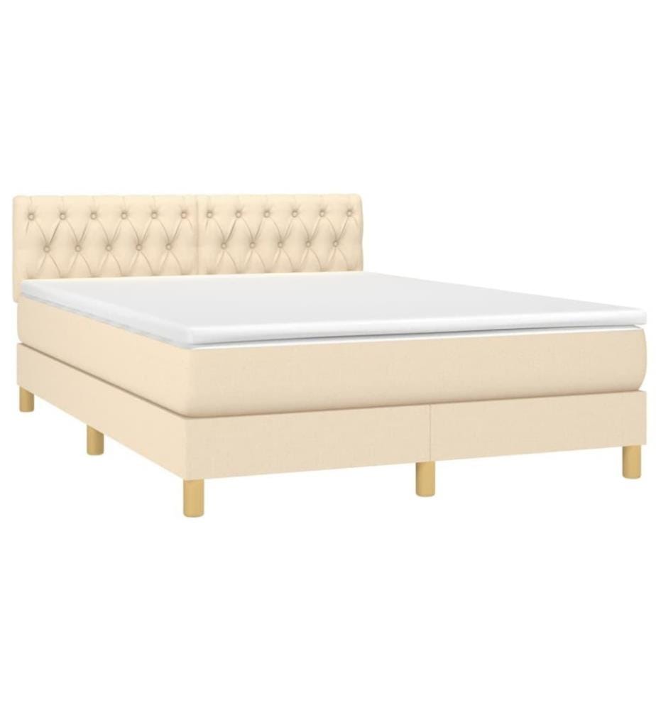 Lit à sommier tapissier avec matelas Crème 140x190 cm Tissu