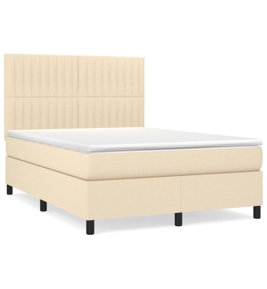 Lit à sommier tapissier avec matelas Crème 140x190 cm Tissu