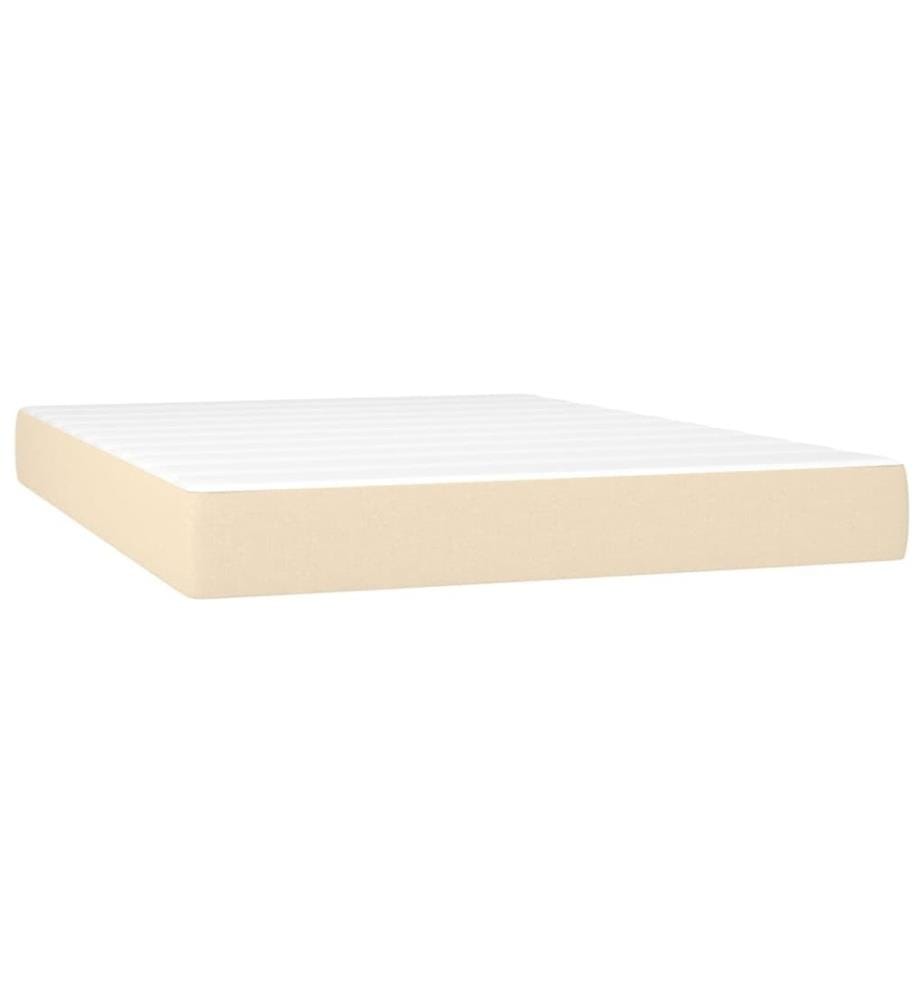 Lit à sommier tapissier avec matelas Crème 140x190 cm Tissu