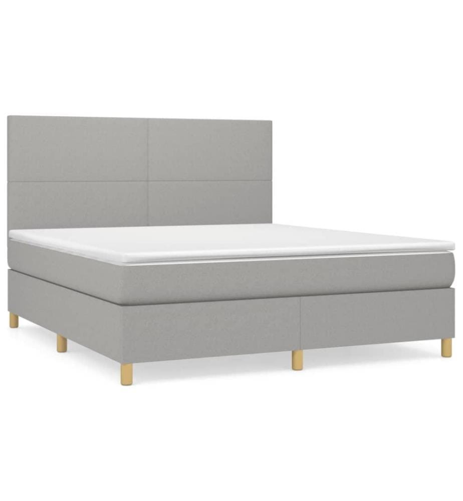 Boxspringbett mit Matratze Hellgrau 160x200 cm Stoff
