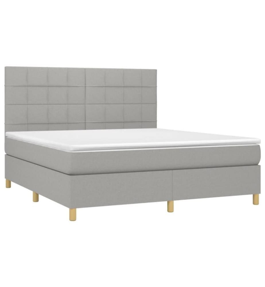 Boxspringbett mit Matratze Hellgrau 160x200 cm Stoff
