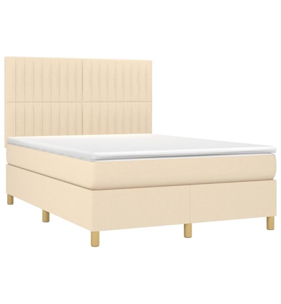 Lit à sommier tapissier avec matelas Crème 140x190 cm Tissu
