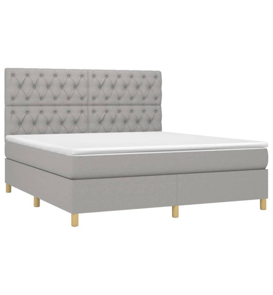 Boxspringbett mit Matratze Hellgrau 160x200 cm Stoff