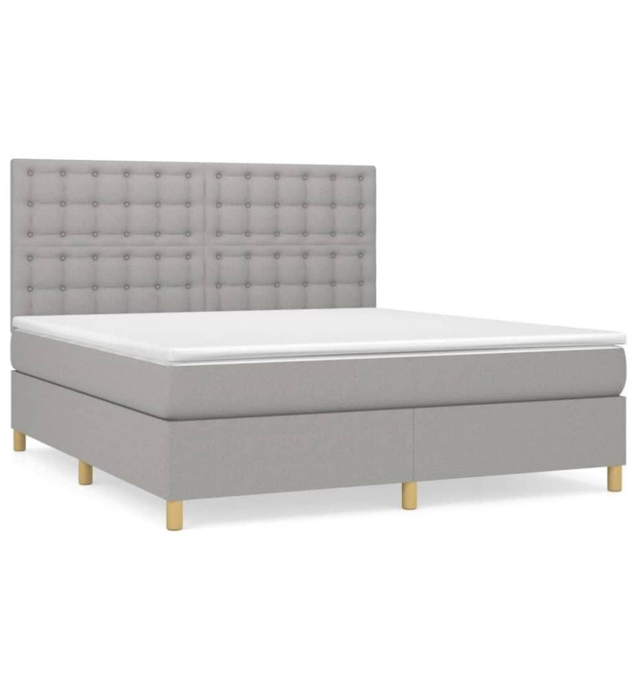 Boxspringbett mit Matratze Hellgrau 160x200 cm Stoff