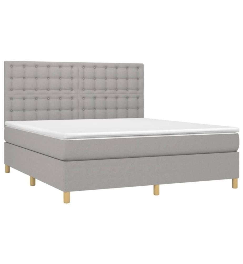 Boxspringbett mit Matratze Hellgrau 160x200 cm Stoff
