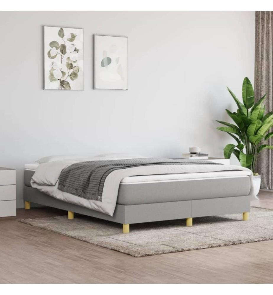 Boxspringbett mit Matratze Hellgrau 140x190 cm Stoff
