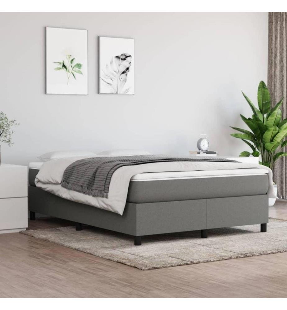 Boxspringbett mit Matratze Dunkelgrau 140x200 cm Stoff