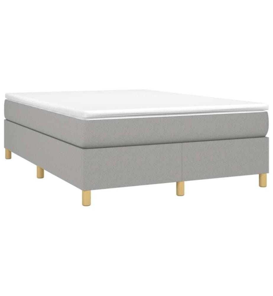 Lit à sommier tapissier avec matelas Gris clair 140x190cm Tissu