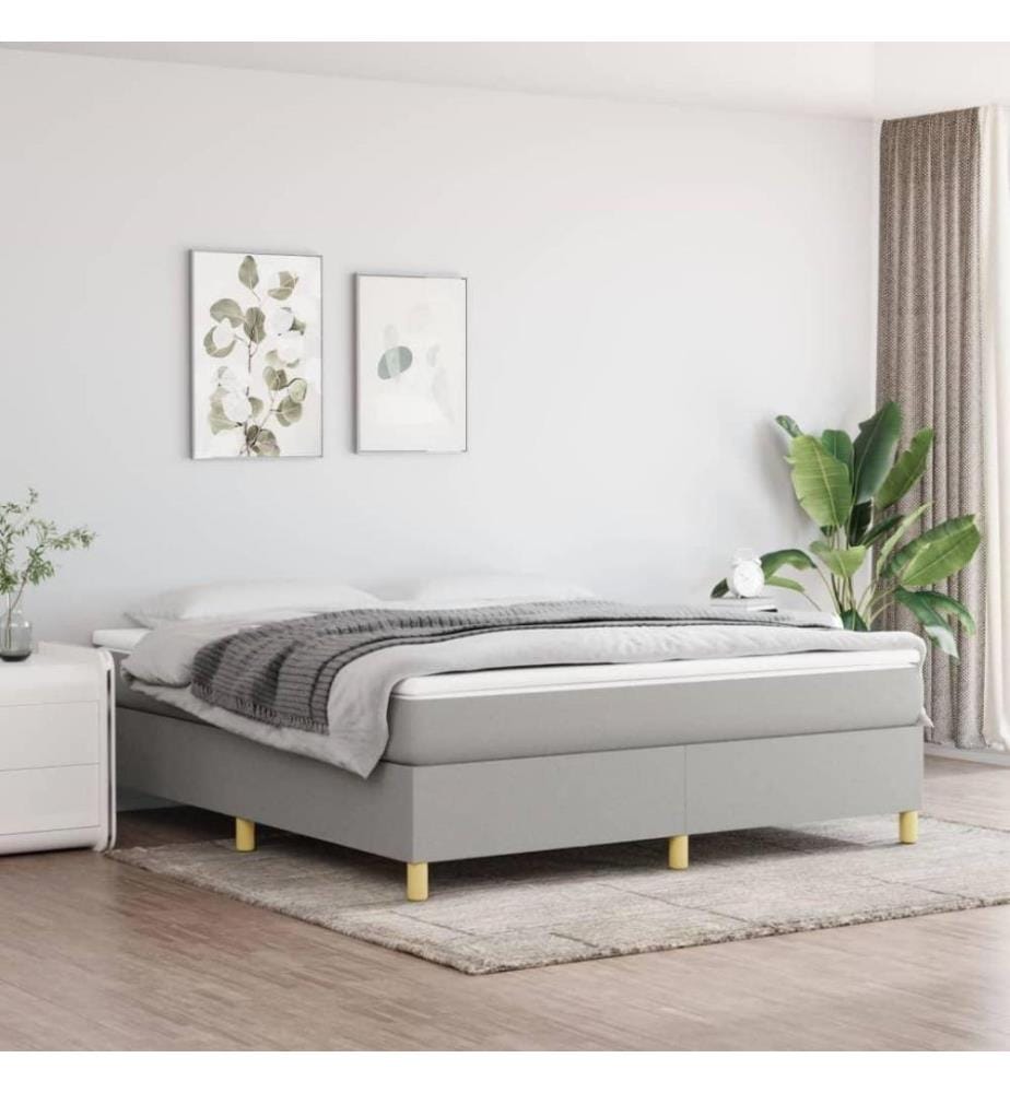 Boxspringbett mit Matratze Hellgrau 160x200 cm Stoff