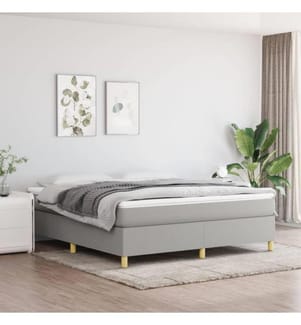 Lit à sommier tapissier avec matelas Gris clair 160x200cm Tissu