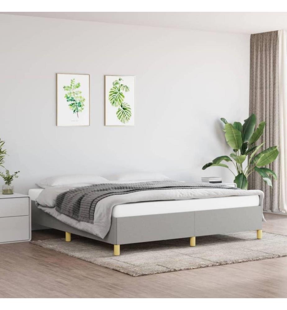 Cadre de lit Gris clair 160x200 cm Tissu