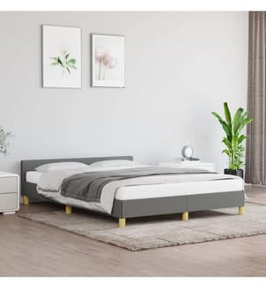 Cadre de lit avec tête de lit Gris foncé 140x200 cm Tissu